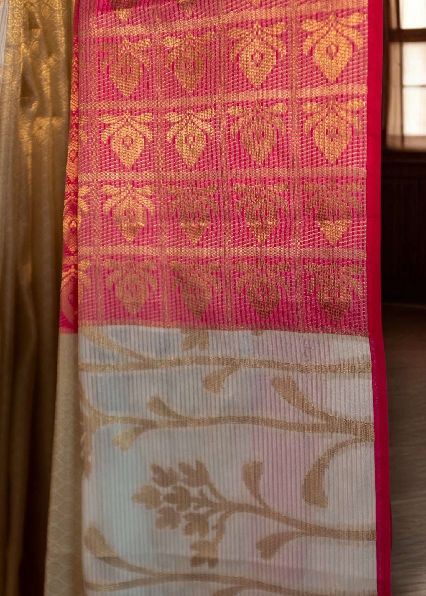 Off-White Semi Tissue Silk Saree