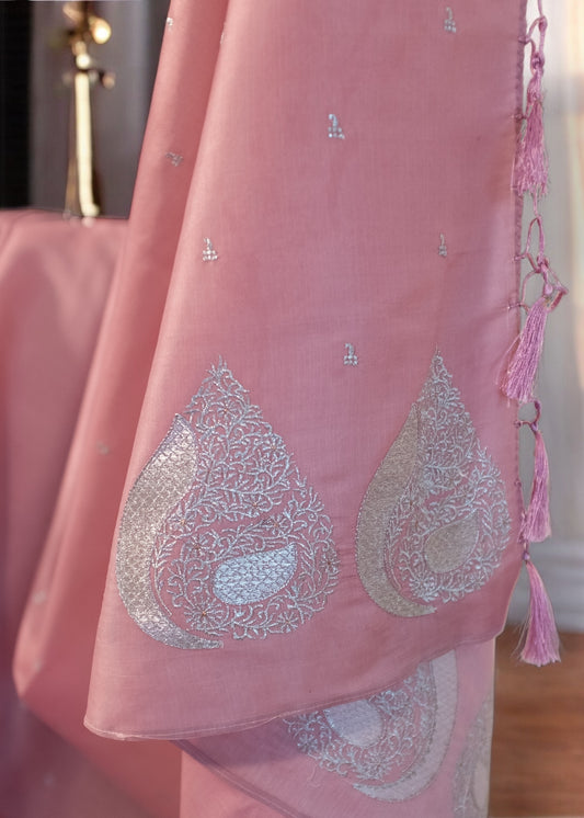 Pink Butter Silk Saree
