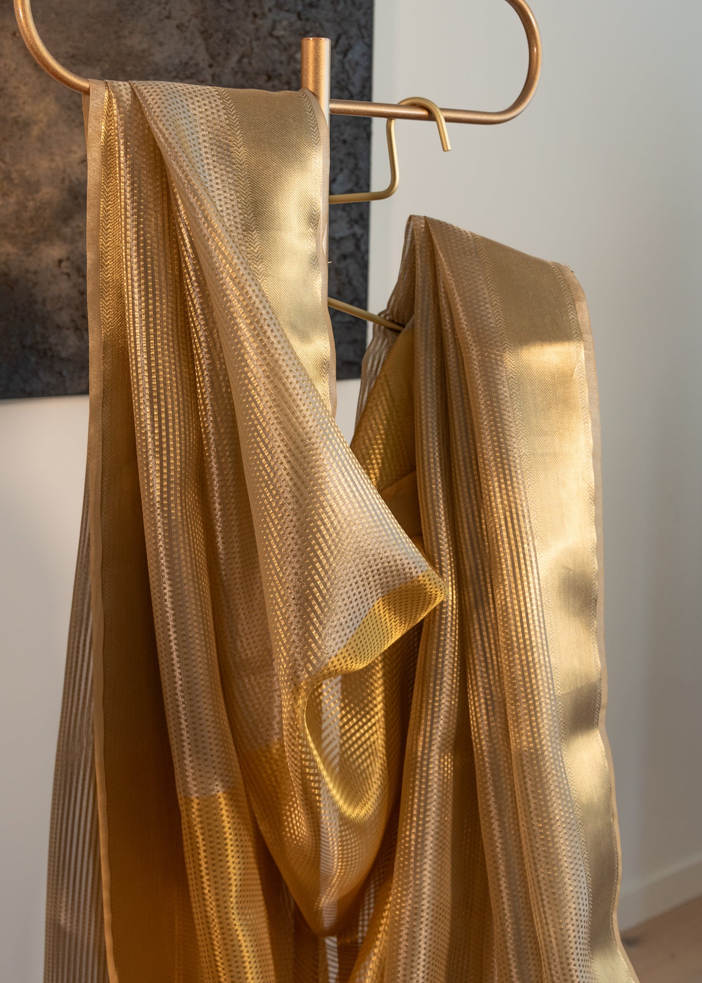 Off White with Gold Banarasi Tissue Soft Silk Saree