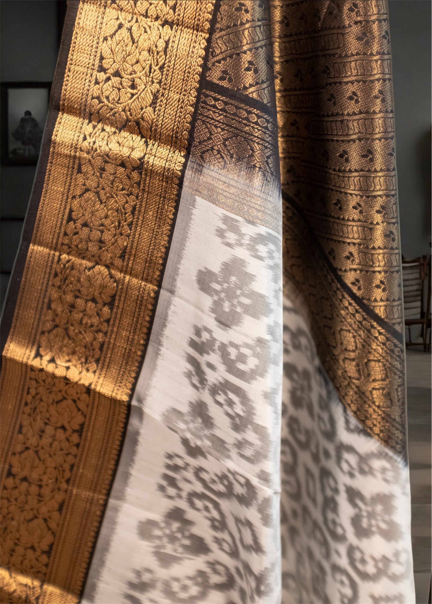 Handwoven Ikkat inspired Silk Saree