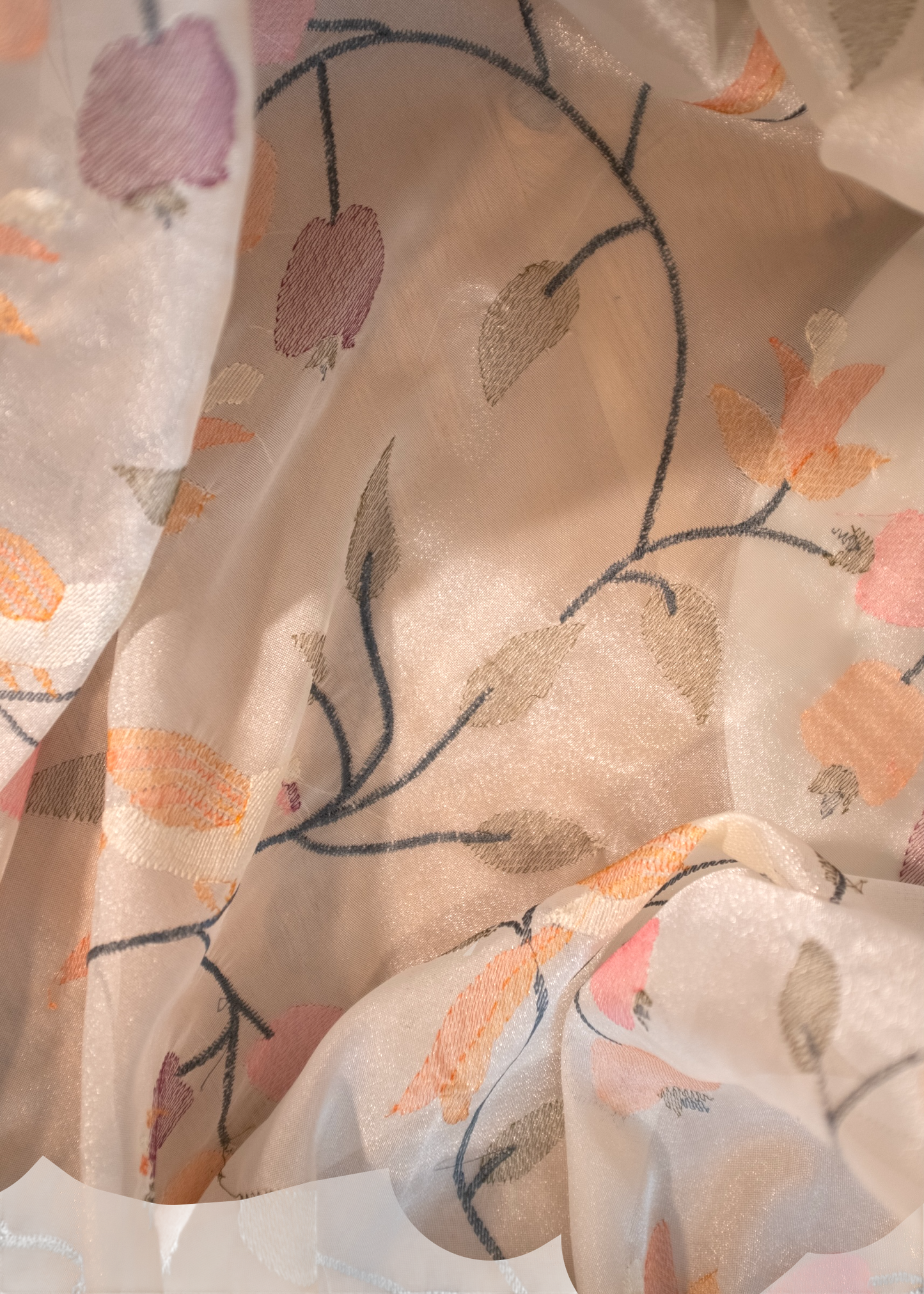 White Embroidered Tissue Organza Saree