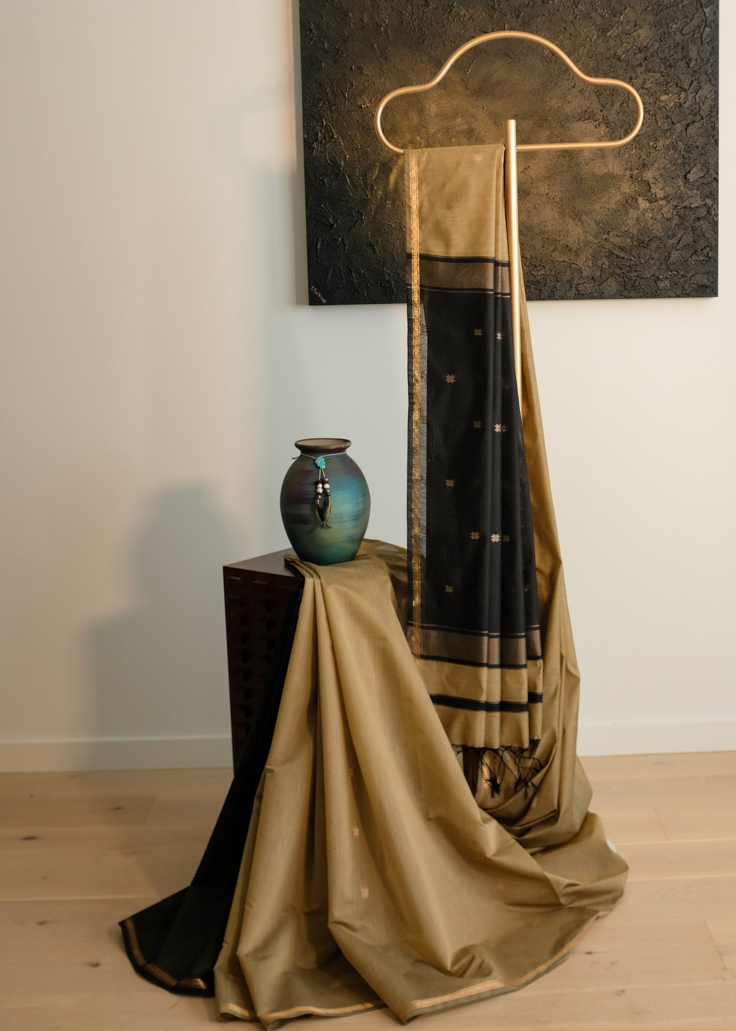 Black-Brown Maheshwari Silk Cotton Saree
