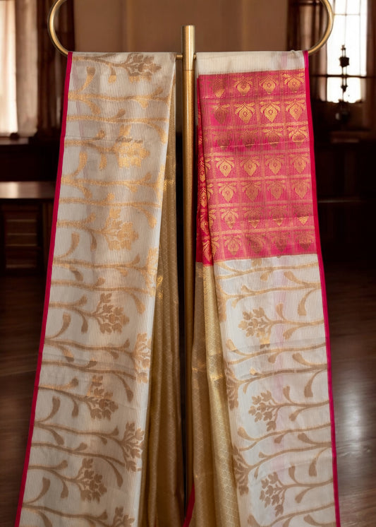 Off-White Semi Tissue Silk Saree