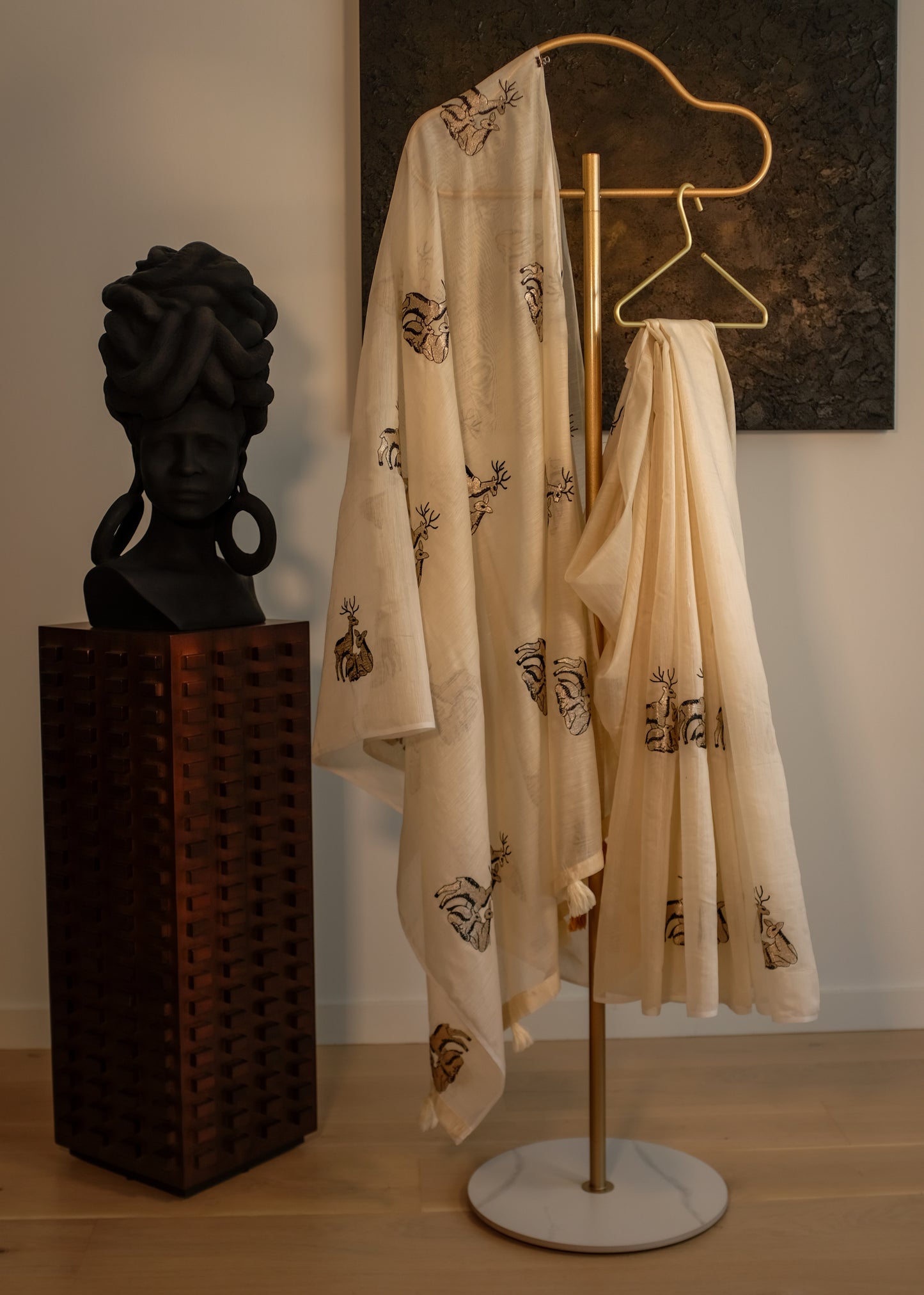 Off-White Chanderi Tissue Saree