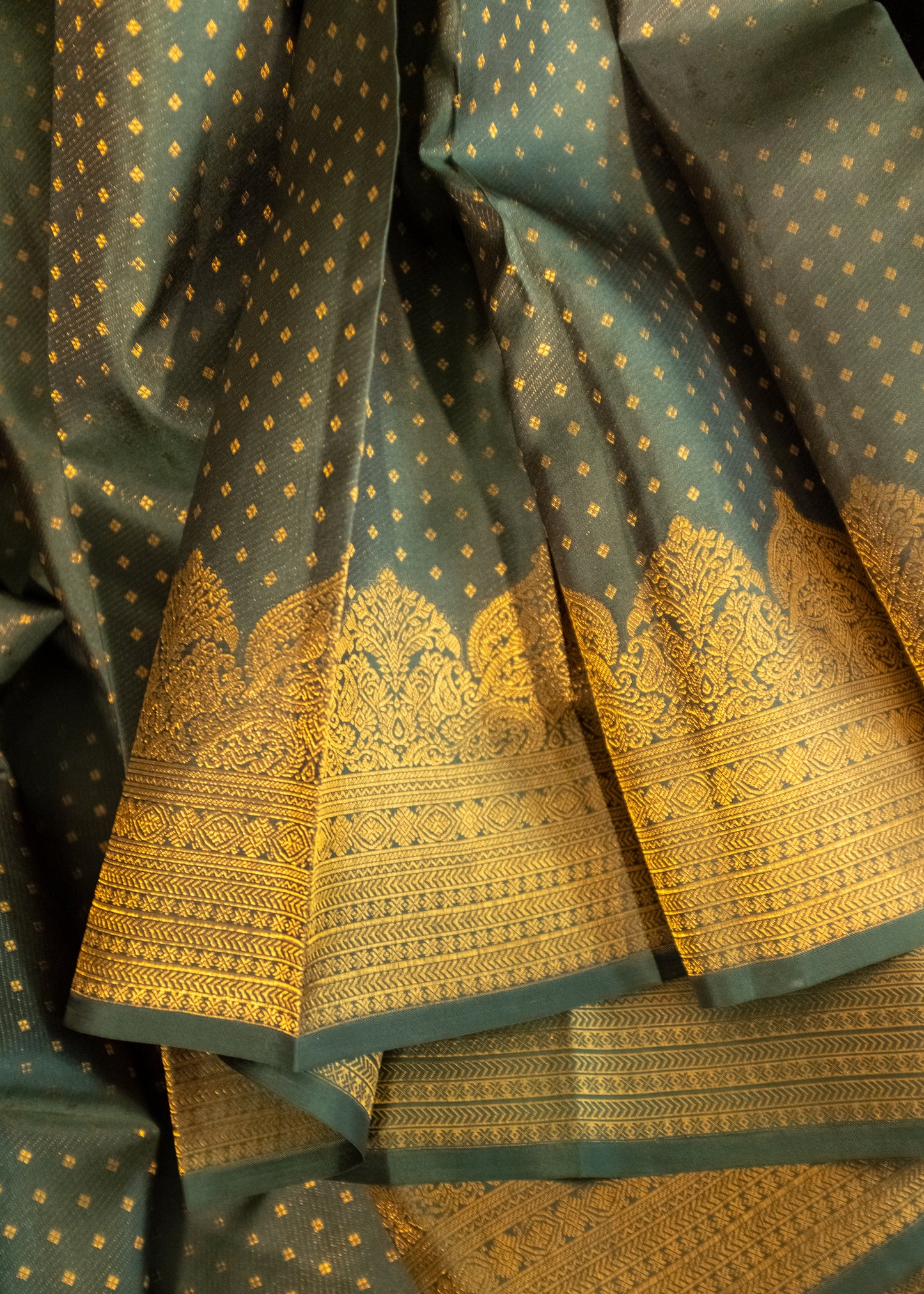 Olive green pure Kanchivaram Silk Saree