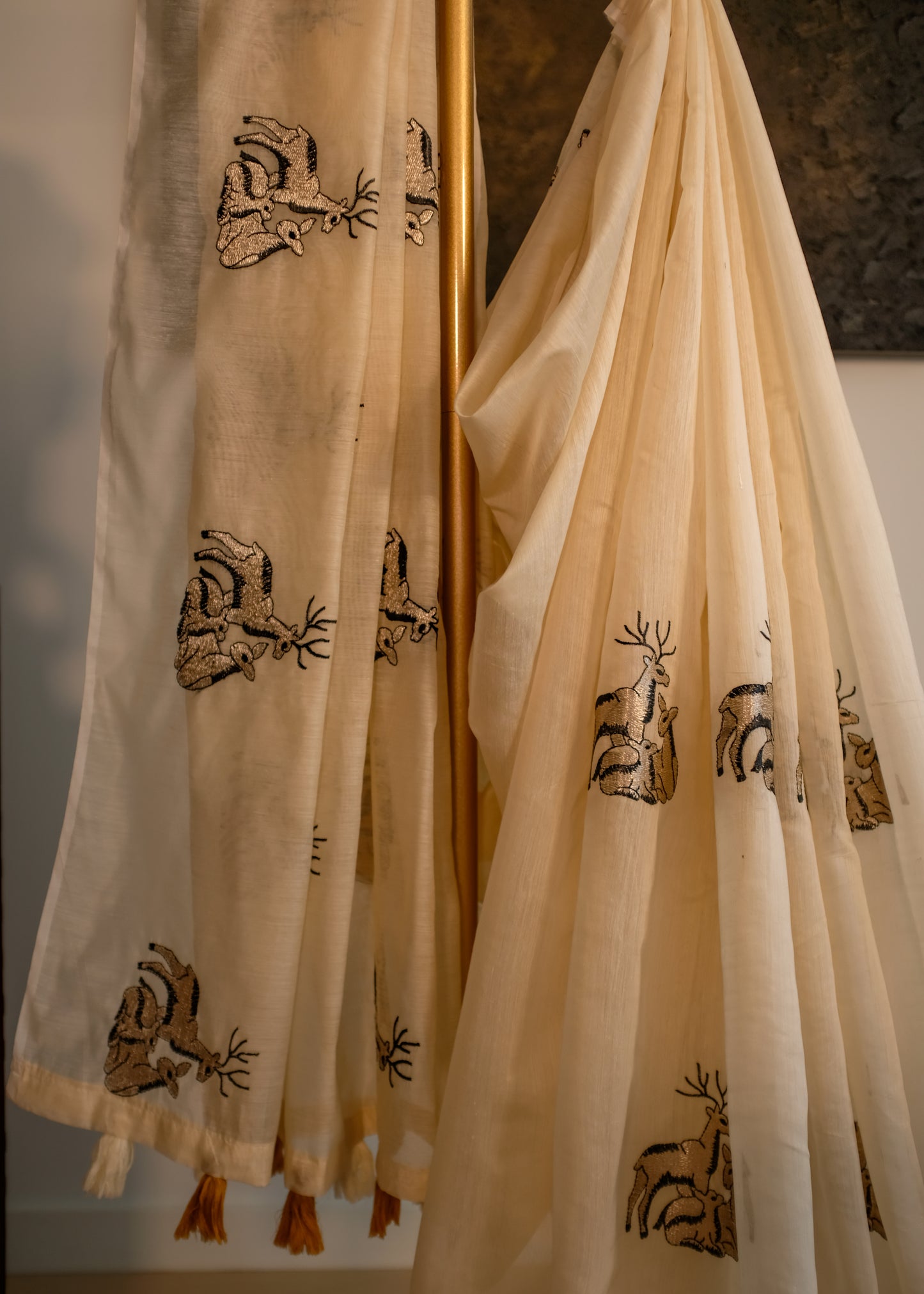 Off-White Chanderi Tissue Saree