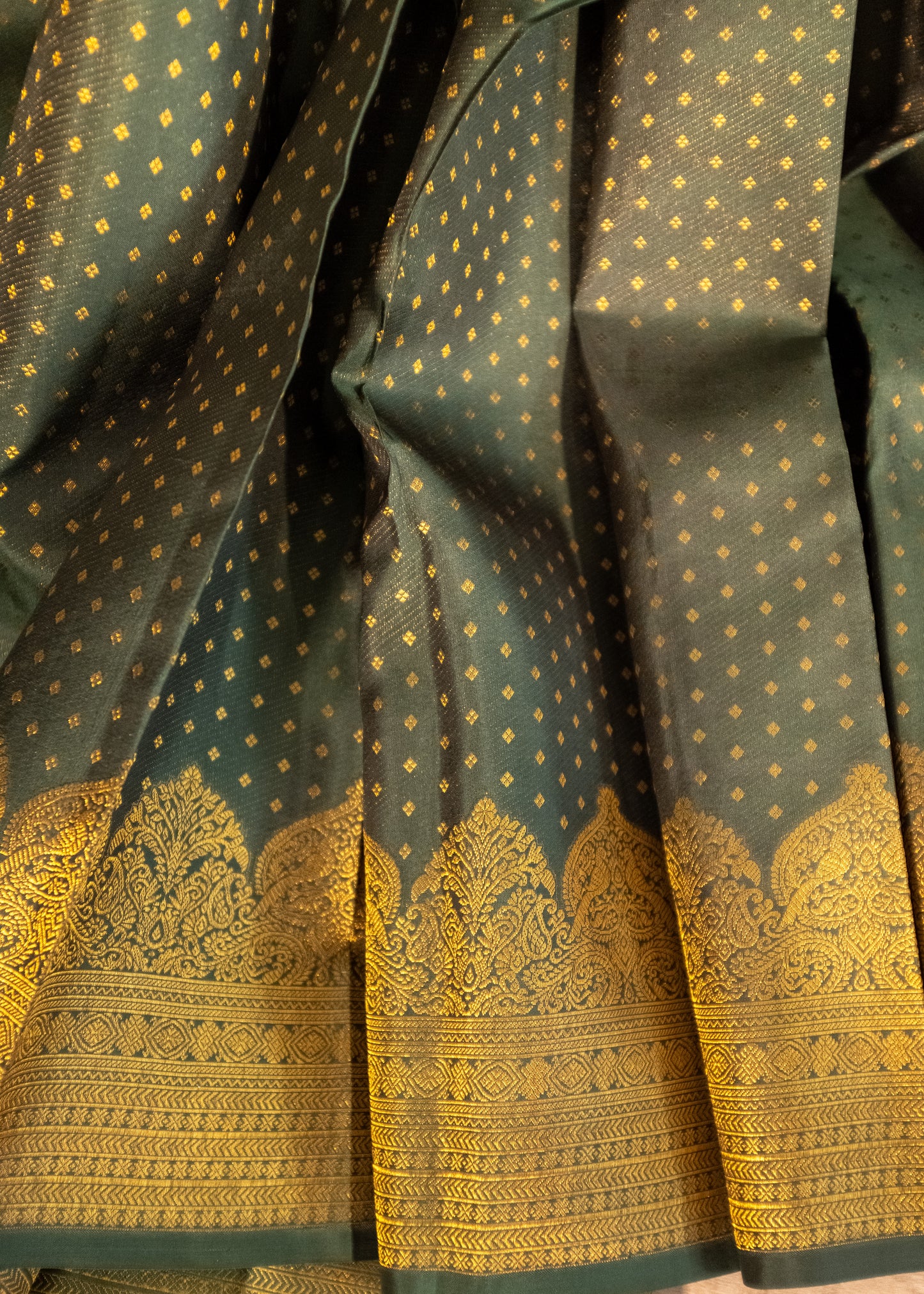 Olive green pure Kanchivaram Silk Saree