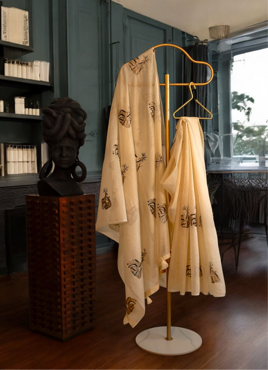 Off-White Chanderi Tissue Saree