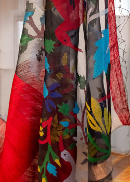 Matka Silk Handwoven Jamdani Saree