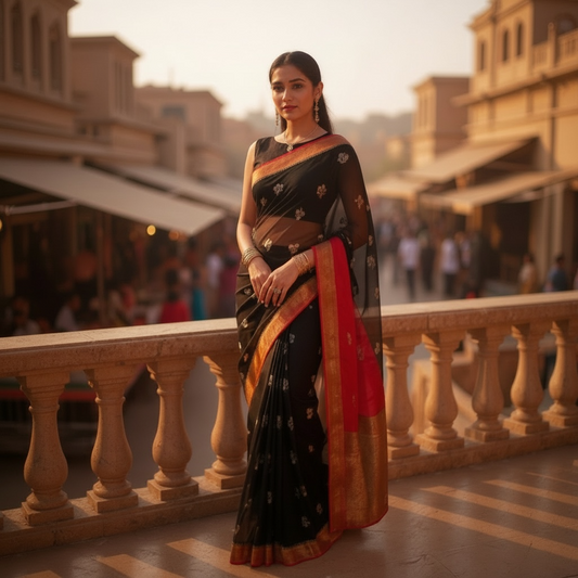 Banarasi Handwoven Organza Silk Saree in black