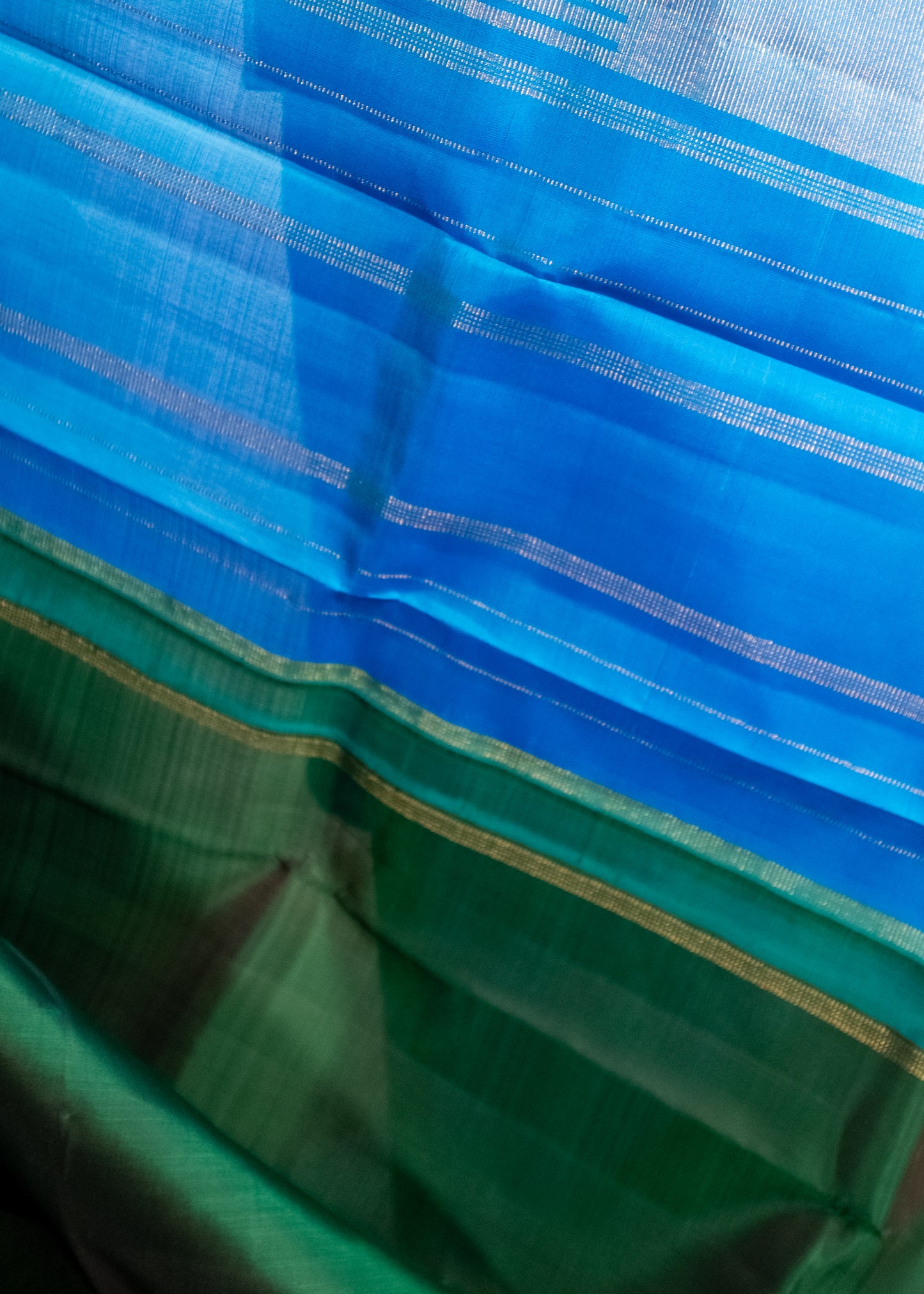 Pure Kanchivaram Silk Saree(green with contrast blue pallu)