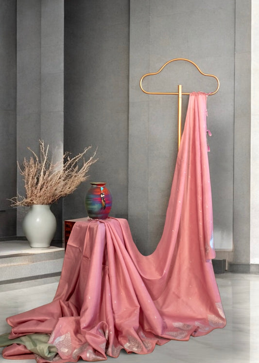 Pink Butter Silk Saree