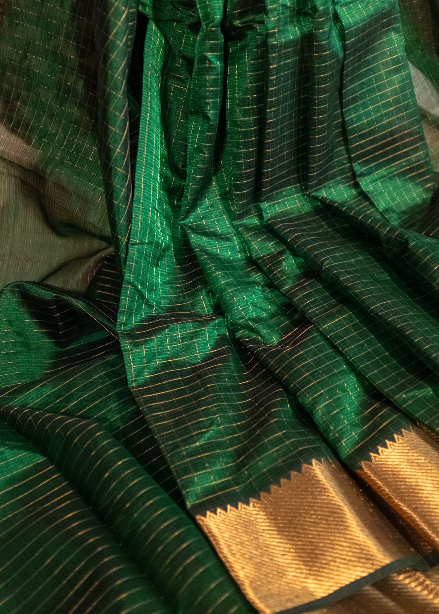 Bottle green Mangalagiri Silk Cotton Saree
