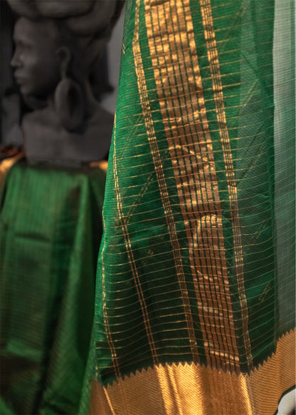 Bottle green Mangalagiri Silk Cotton Saree