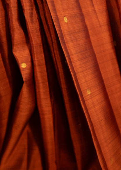 Pure Handloom Kanchivaram Silk Saree - Rust and Black