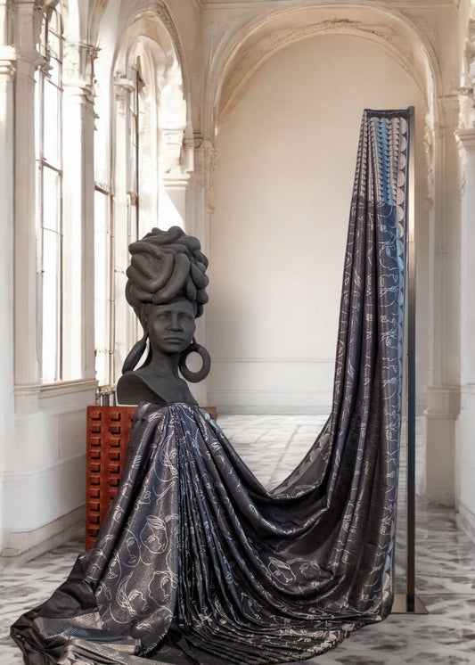 Unique Face Motif Semi Soft Saree