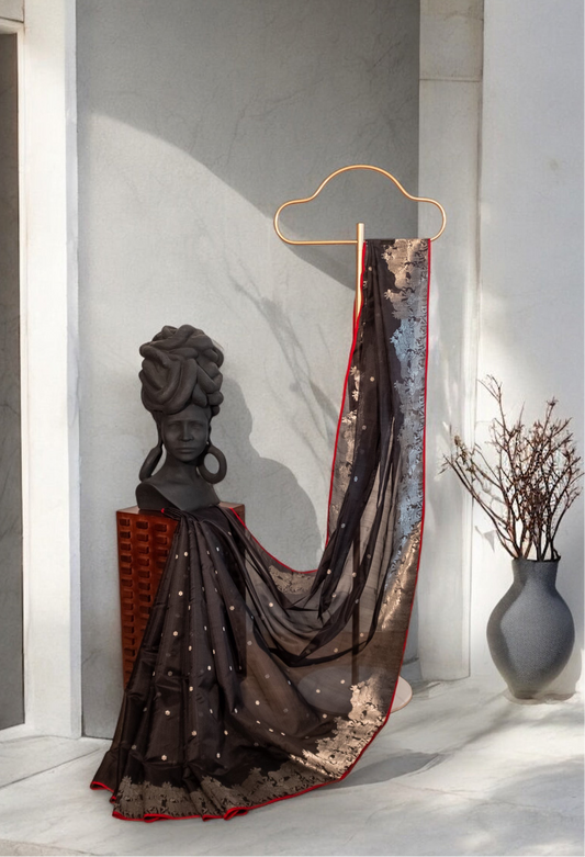 Unique Black Pure Chanderi Soft Silk Saree