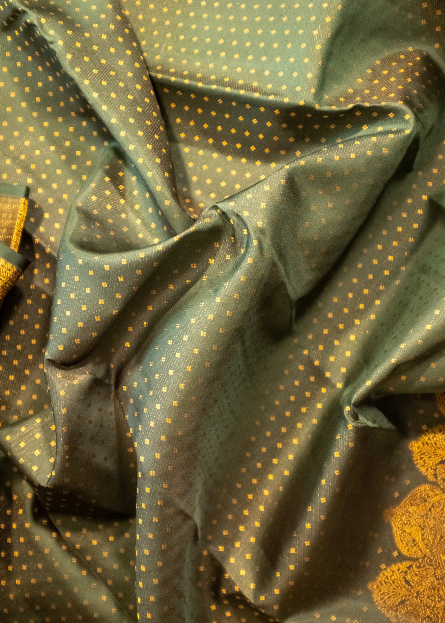 Olive green pure Kanchivaram Silk Saree