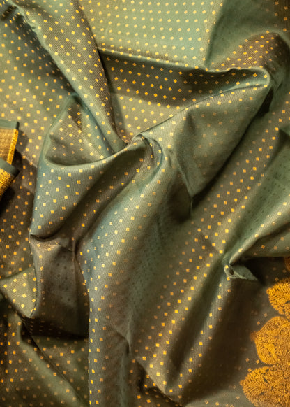 Olive green pure Kanchivaram Silk Saree
