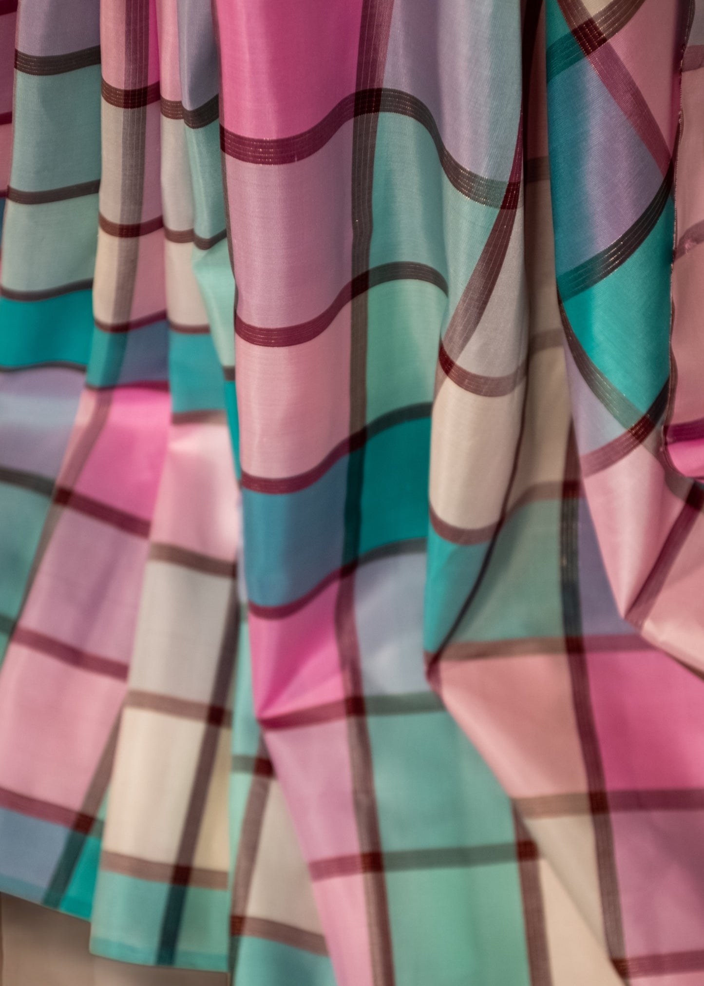 Pastel Checkered Pure Kanchivaram silk saree