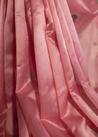 Baby Pink Pure Chanderi Handloom Soft Silk