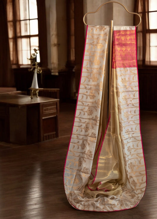 Off-White Semi Tissue Silk Saree