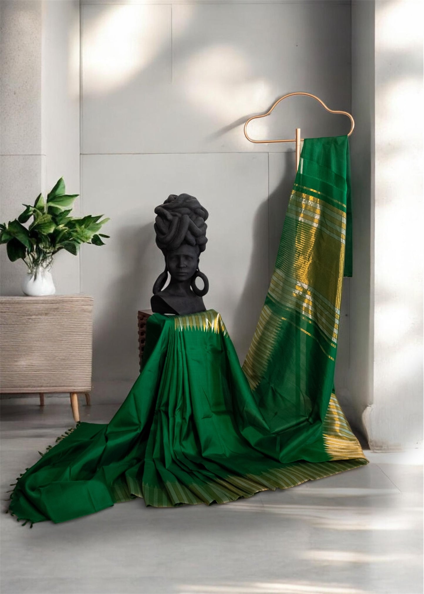 Luscious green pure Kanchivaram Silk Saree