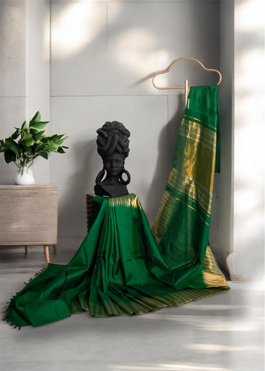 Luscious green pure Kanchivaram Silk Saree