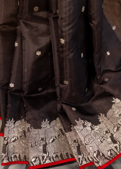 Unique Black Pure Chanderi Soft Silk Saree